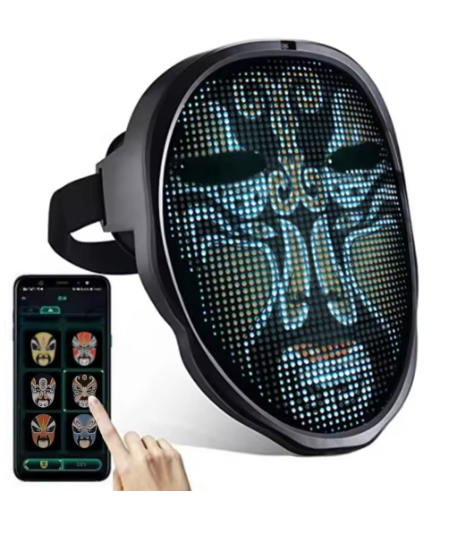 LED Mask με Φωτιζόμενο Πρόσωπο – Gesture Sensing για Halloween & Cosplay