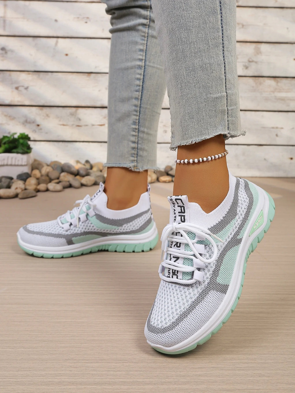 Γυναικεία Παπούτσια Δίχρωμα Casual Sneakers με Κορδόνια