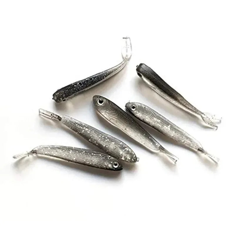 Μαλακό Δόλωμα Swimbait Fork Tail 7.5cm – Σετ 10 τεμ. με ή χωρίς Αγκίστρι, Σιλικόνη