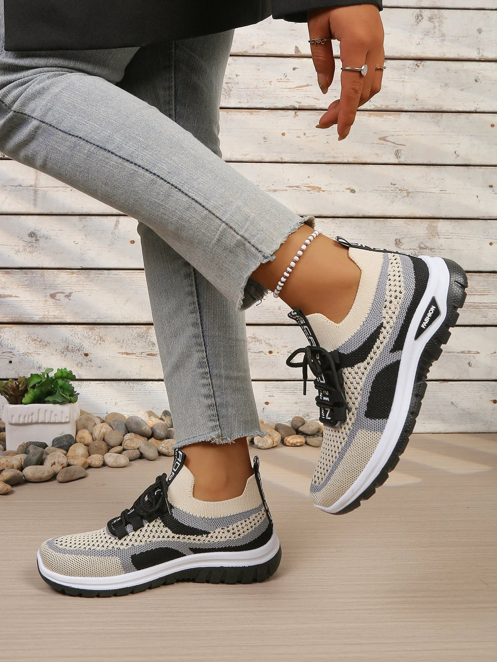 Γυναικεία Παπούτσια Δίχρωμα Casual Sneakers με Κορδόνια