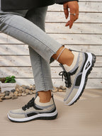 Γυναικεία Παπούτσια Δίχρωμα Casual Sneakers με Κορδόνια
