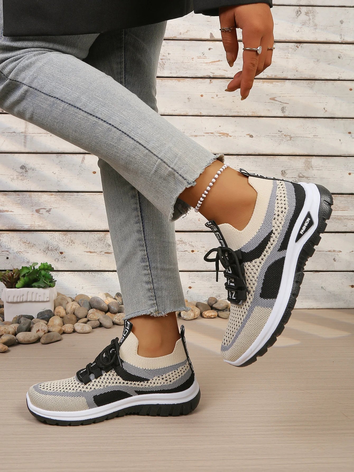 Γυναικεία Παπούτσια Δίχρωμα Casual Sneakers με Κορδόνια