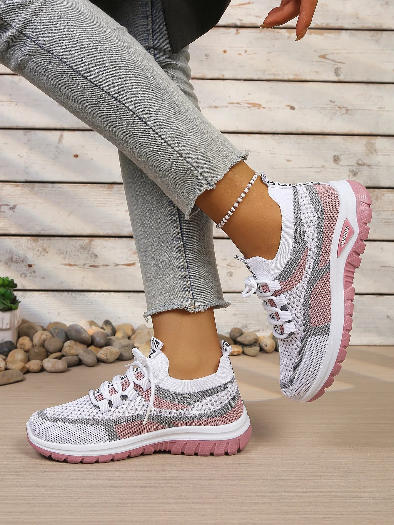 Γυναικεία Παπούτσια Δίχρωμα Casual Sneakers με Κορδόνια