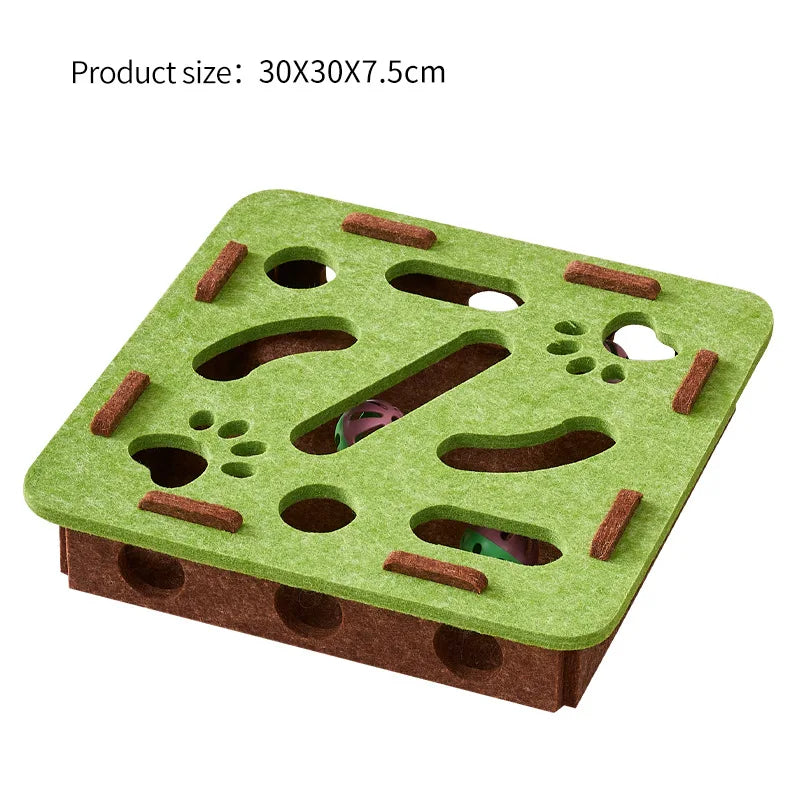 Interactive Cat Puzzle Toy – Felt Maze με Tunnel & Bell Ball