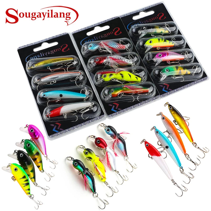 Σετ 4 τεμ. Τεχνητών Δολωμάτων Wobbler Sougayilang – 3D Μάτια, Αντιδιαβρωτικά Αγκίστρια, για Bass & Κυπρίνο