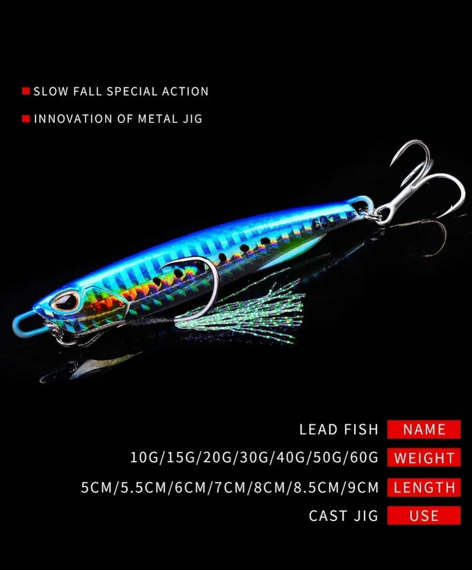 Μεταλλικό Jig Δόλωμα Ψαρέματος 10g/15g/20g/30g/40g/60g – Τεχνητό Σκληρό Δόλωμα Casting & Jigging