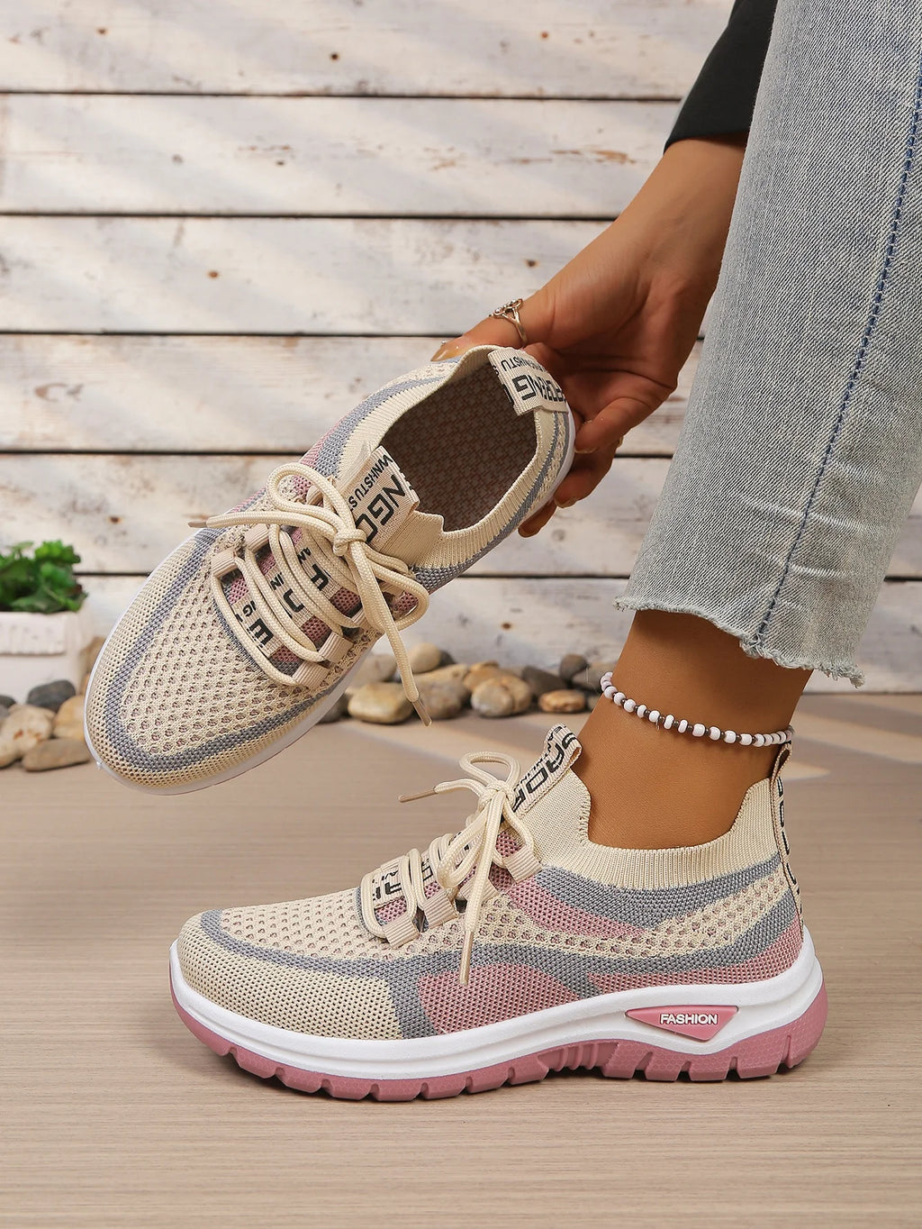 Γυναικεία Παπούτσια Δίχρωμα Casual Sneakers με Κορδόνια