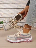 Γυναικεία Παπούτσια Δίχρωμα Casual Sneakers με Κορδόνια
