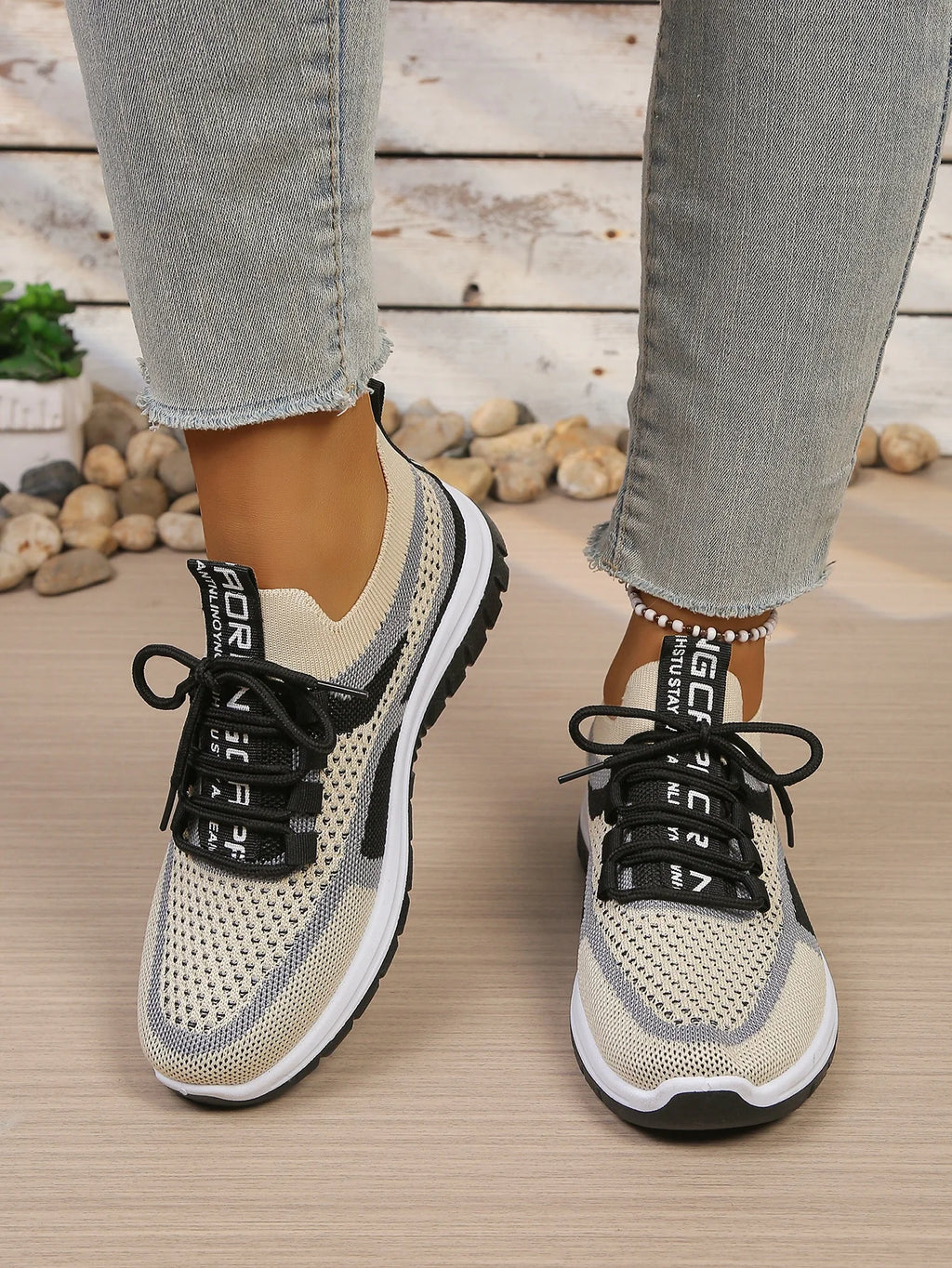 Γυναικεία Παπούτσια Δίχρωμα Casual Sneakers με Κορδόνια