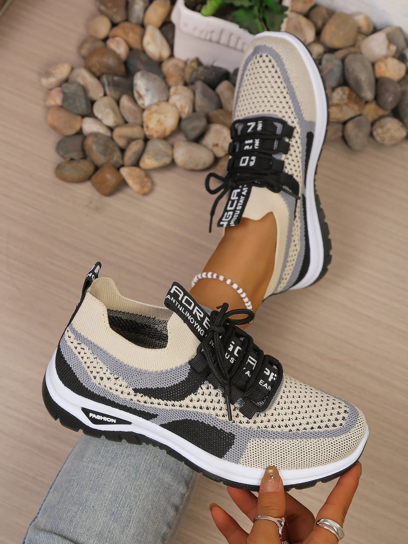 Γυναικεία Παπούτσια Δίχρωμα Casual Sneakers με Κορδόνια