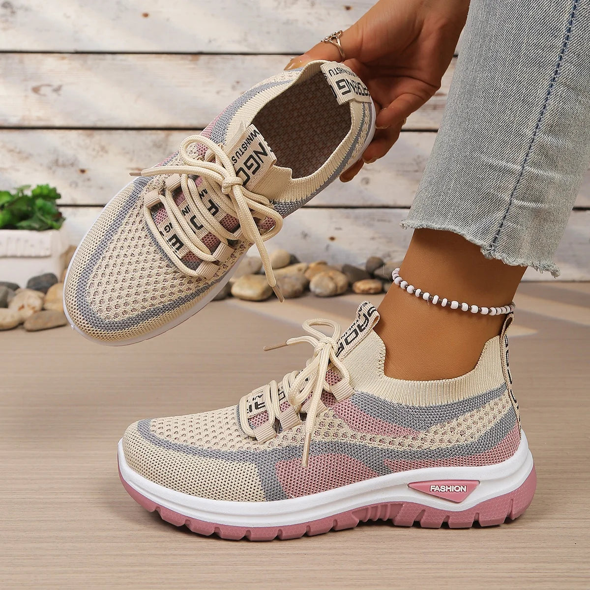 Γυναικεία Παπούτσια Δίχρωμα Casual Sneakers με Κορδόνια