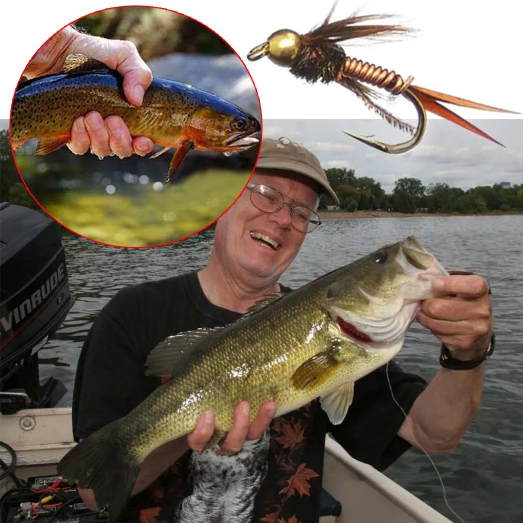 Σετ 6 Τεχνητών Μύγας για Fly Fishing – Νύμφες & Ξηρές Μύγες για Πέστροφα & Σολομό