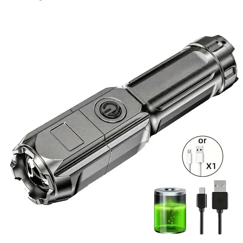 Φακός LED Επαναφορτιζόμενος USB – Ανθεκτικός, Αδιάβροχος & Zoom