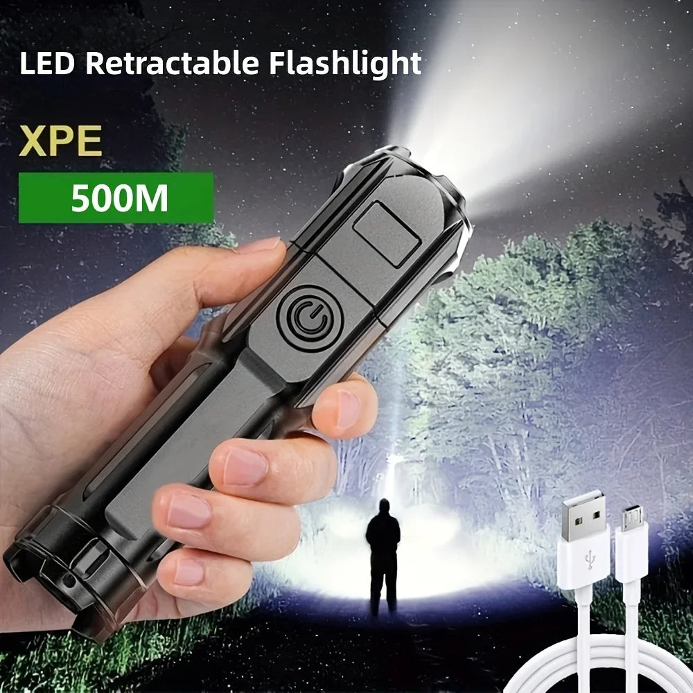 Φακός LED Επαναφορτιζόμενος USB – Ανθεκτικός, Αδιάβροχος & Zoom