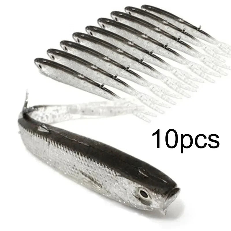 Μαλακό Δόλωμα Swimbait Fork Tail 7.5cm – Σετ 10 τεμ. με ή χωρίς Αγκίστρι, Σιλικόνη