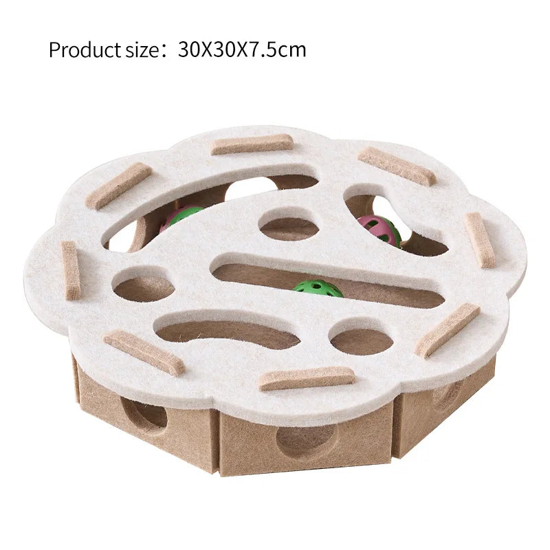 Interactive Cat Puzzle Toy – Felt Maze με Tunnel & Bell Ball