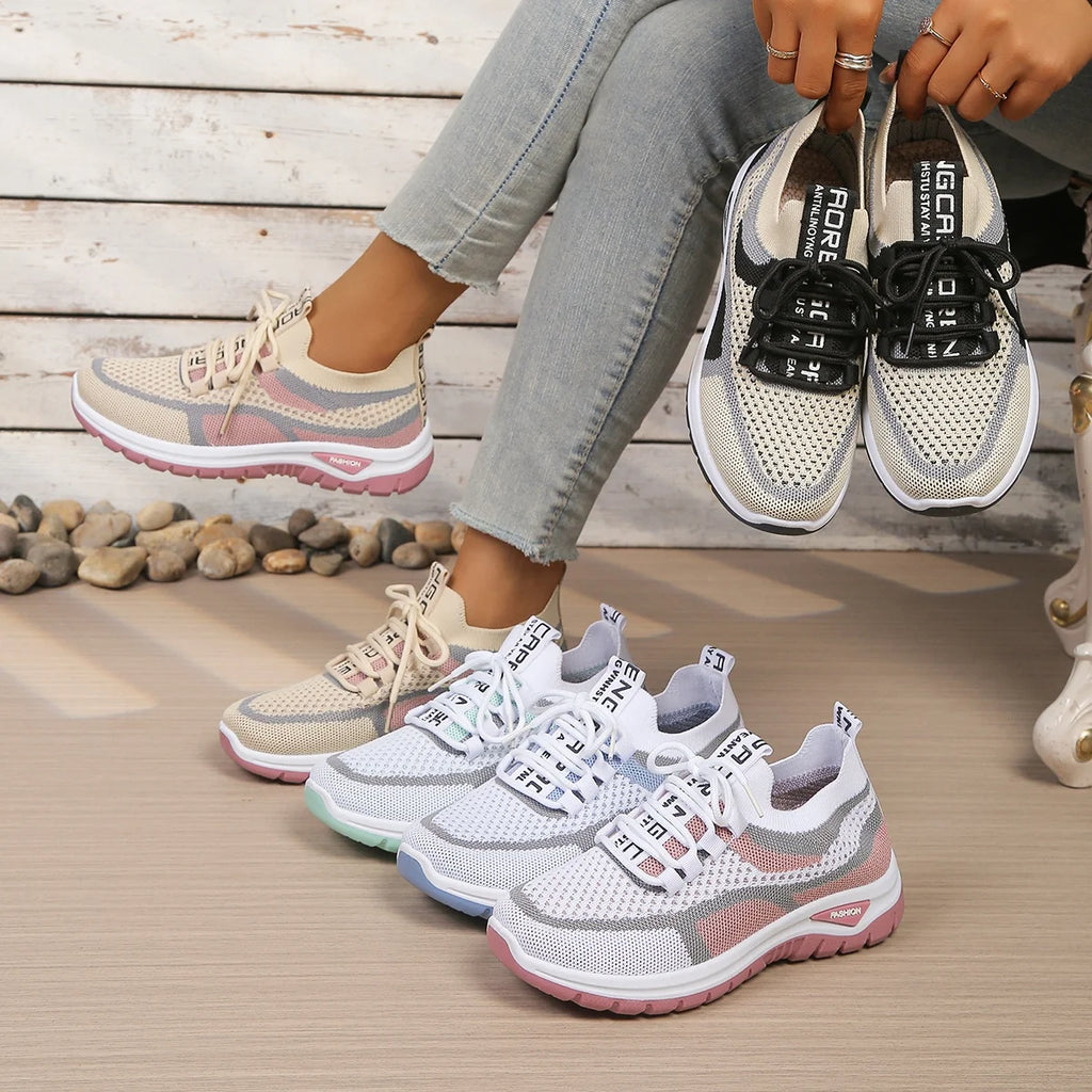 Γυναικεία Παπούτσια Δίχρωμα Casual Sneakers με Κορδόνια