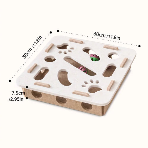 Interactive Cat Puzzle Toy – Felt Maze με Tunnel & Bell Ball