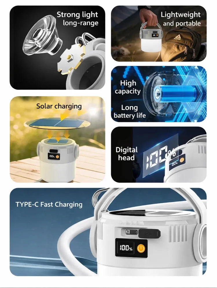Ηλιακό Φανάρι Camping – Solar Lantern USB Επαναφορτιζόμενο