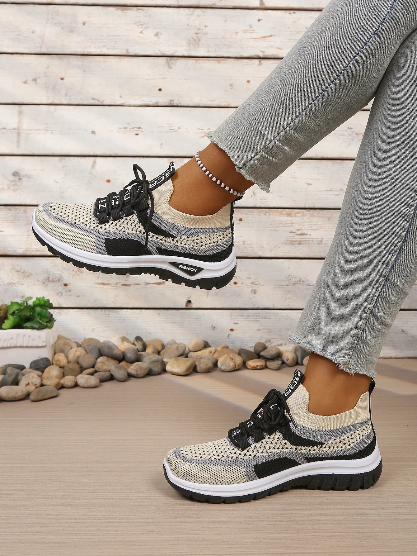 Γυναικεία Παπούτσια Δίχρωμα Casual Sneakers με Κορδόνια