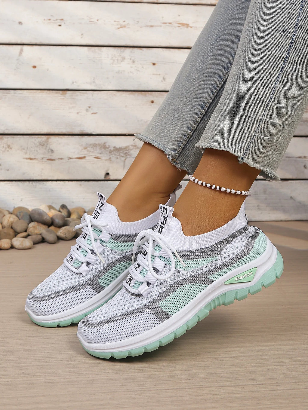 Γυναικεία Παπούτσια Δίχρωμα Casual Sneakers με Κορδόνια