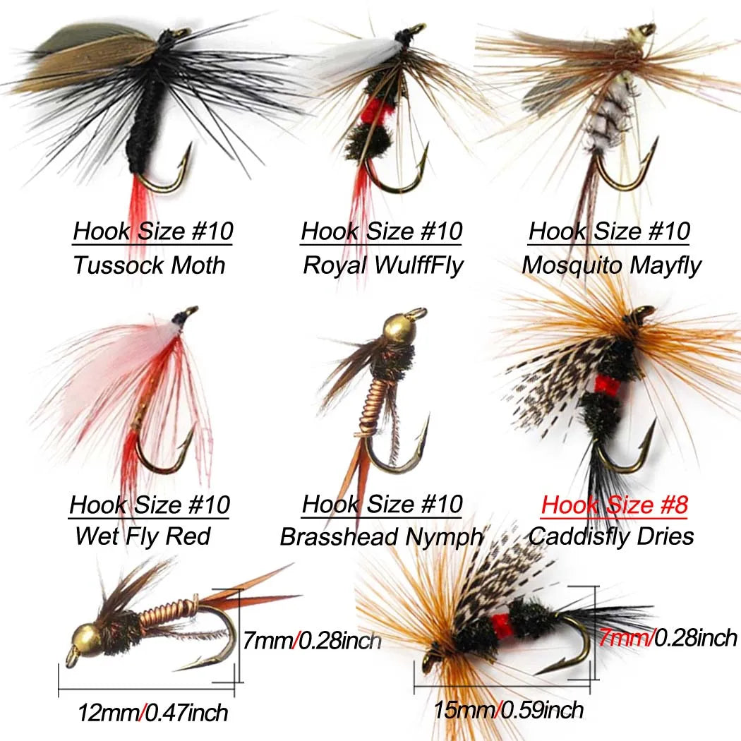 Σετ 6 Τεχνητών Μύγας για Fly Fishing – Νύμφες & Ξηρές Μύγες για Πέστροφα & Σολομό