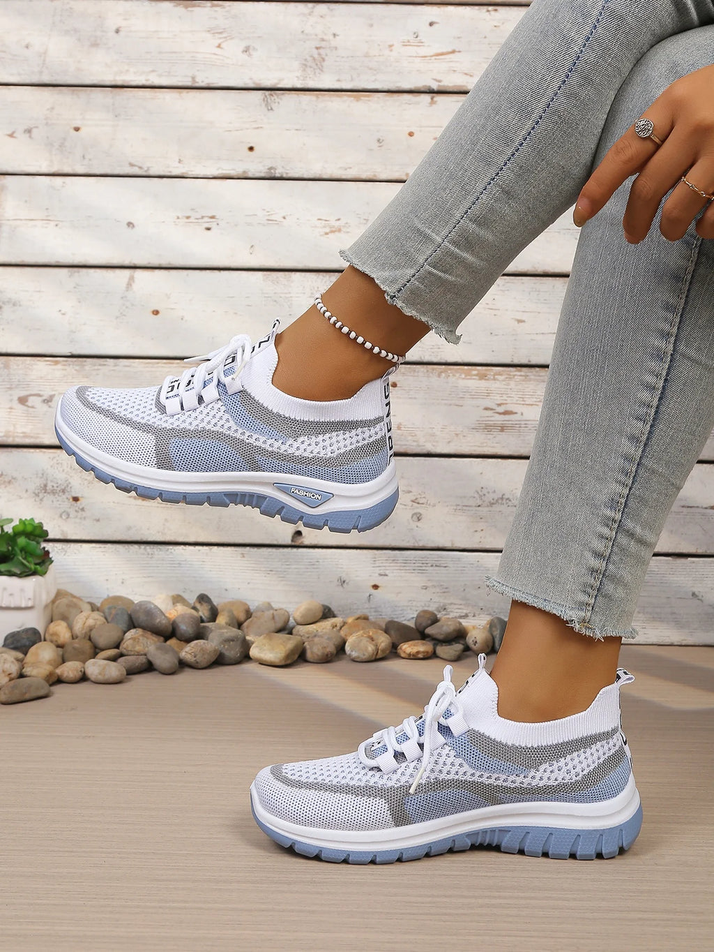 Γυναικεία Παπούτσια Δίχρωμα Casual Sneakers με Κορδόνια