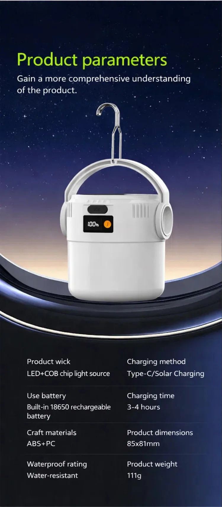 Ηλιακό Φανάρι Camping – Solar Lantern USB Επαναφορτιζόμενο