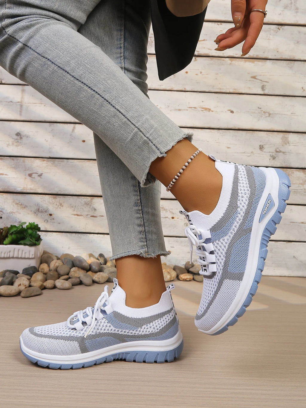 Γυναικεία Παπούτσια Δίχρωμα Casual Sneakers με Κορδόνια