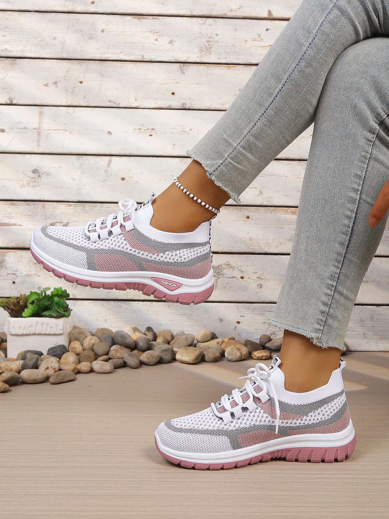 Γυναικεία Παπούτσια Δίχρωμα Casual Sneakers με Κορδόνια