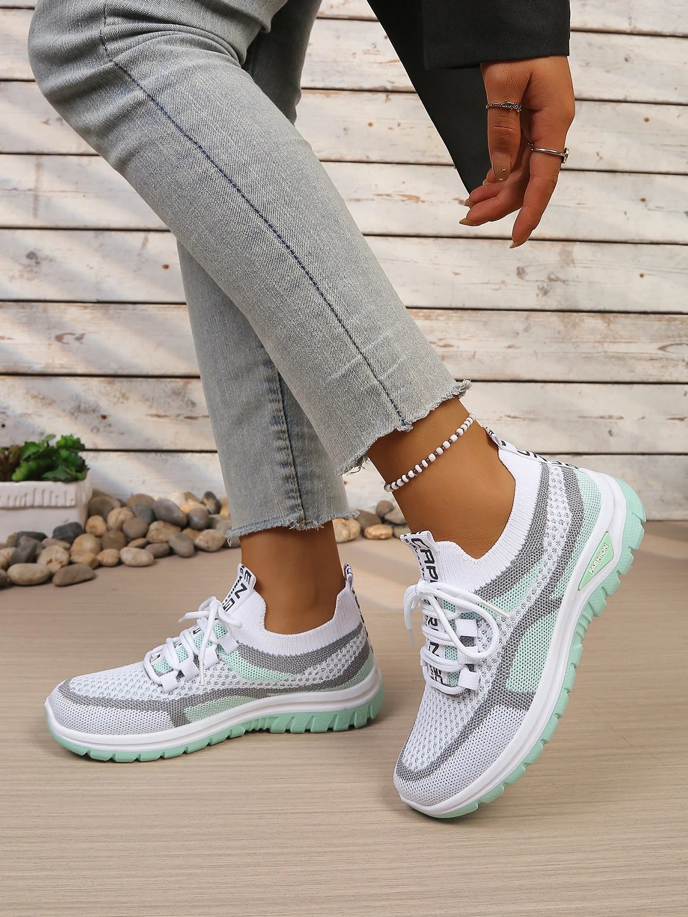 Γυναικεία Παπούτσια Δίχρωμα Casual Sneakers με Κορδόνια