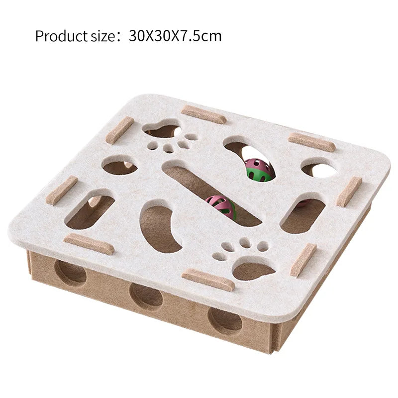 Interactive Cat Puzzle Toy – Felt Maze με Tunnel & Bell Ball
