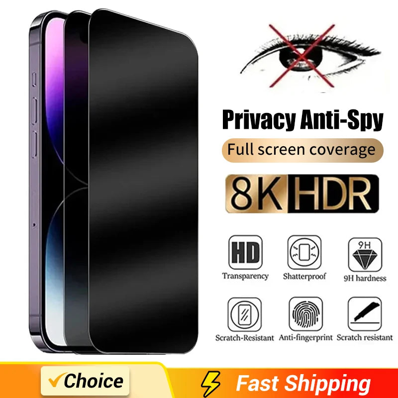 Privacy Screen Protector iPhone – Anti-Spy Tempered Glass (1 ή 2 τεμ.)