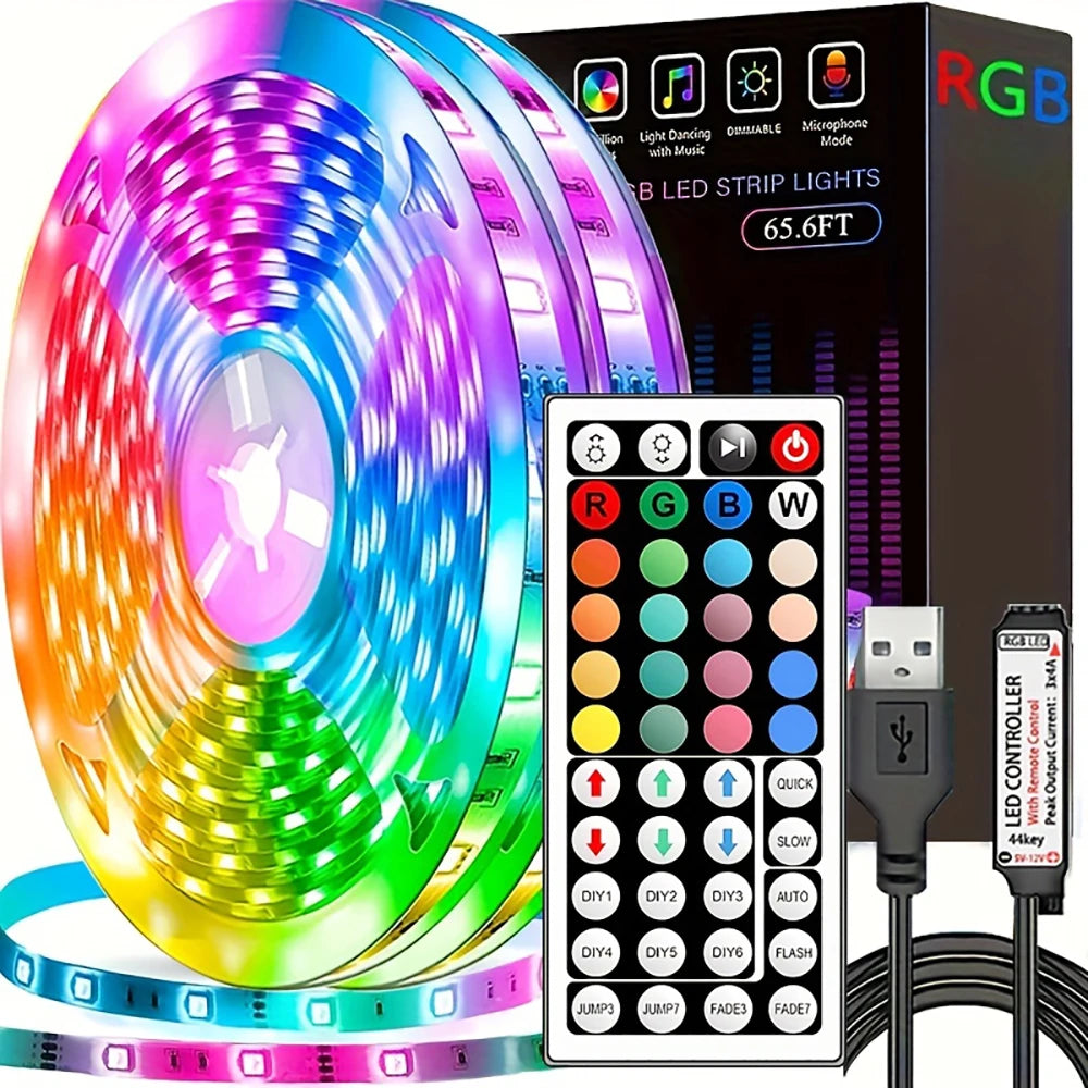 LED Strip Lights RGB – USB, Τηλεχειριστήριο 44 πλήκτρων, 1m-20m