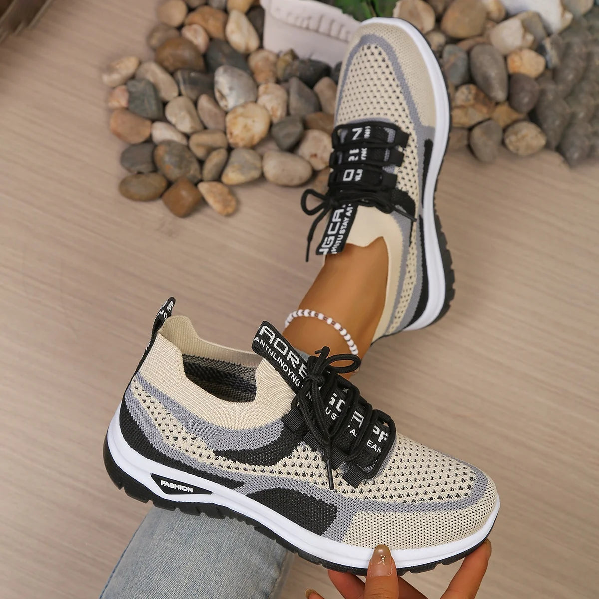 Γυναικεία Παπούτσια Δίχρωμα Casual Sneakers με Κορδόνια