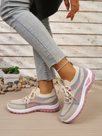 Γυναικεία Παπούτσια Δίχρωμα Casual Sneakers με Κορδόνια