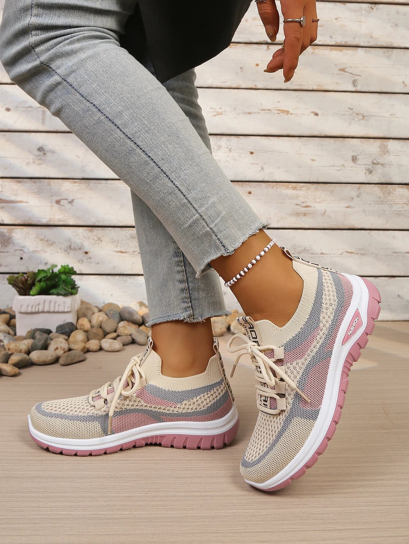 Γυναικεία Παπούτσια Δίχρωμα Casual Sneakers με Κορδόνια