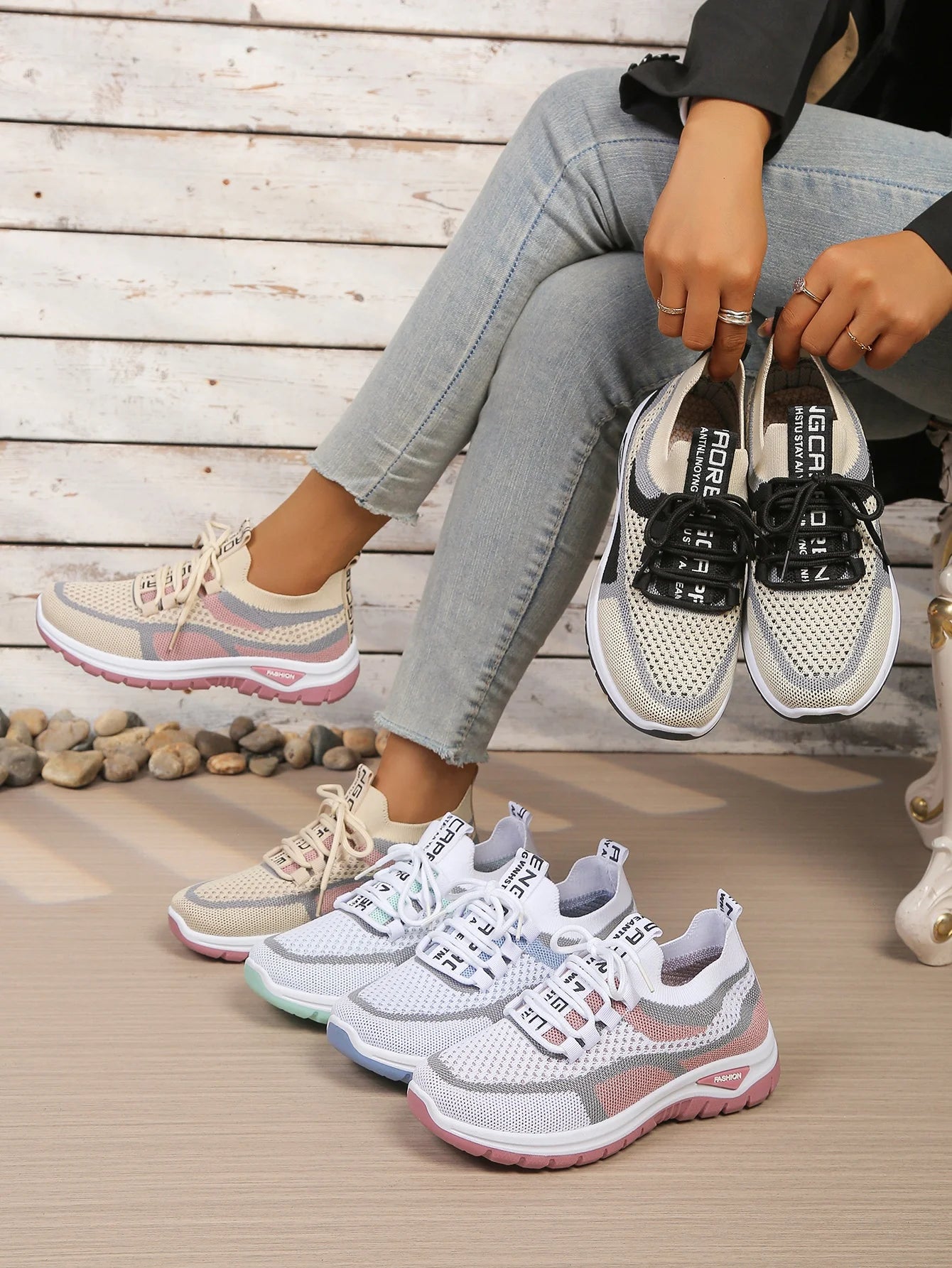Γυναικεία Παπούτσια Δίχρωμα Casual Sneakers με Κορδόνια