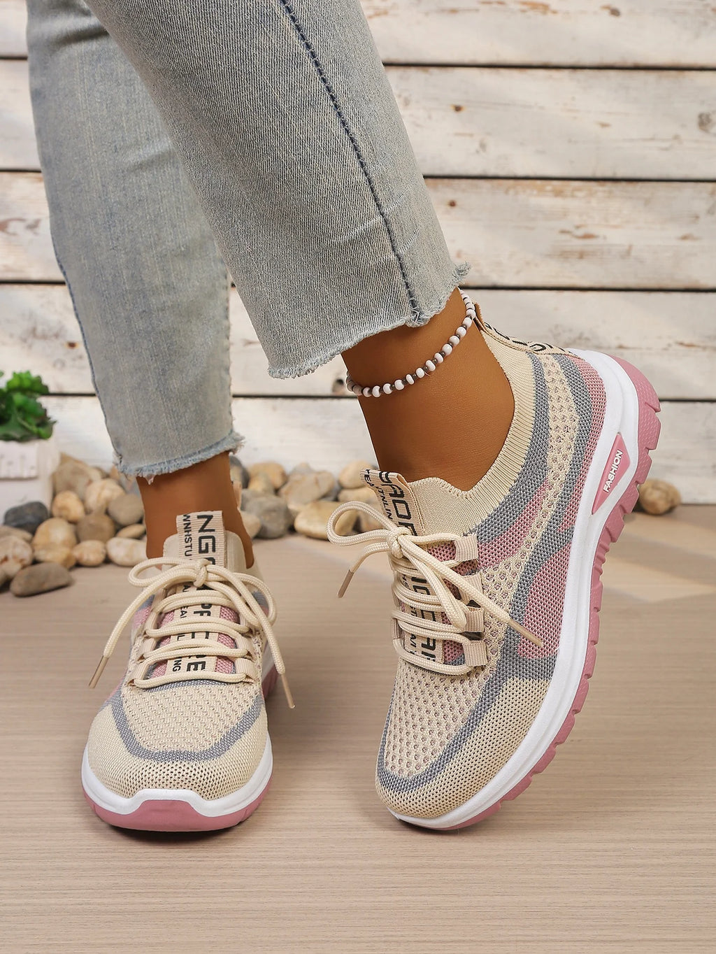 Γυναικεία Παπούτσια Δίχρωμα Casual Sneakers με Κορδόνια