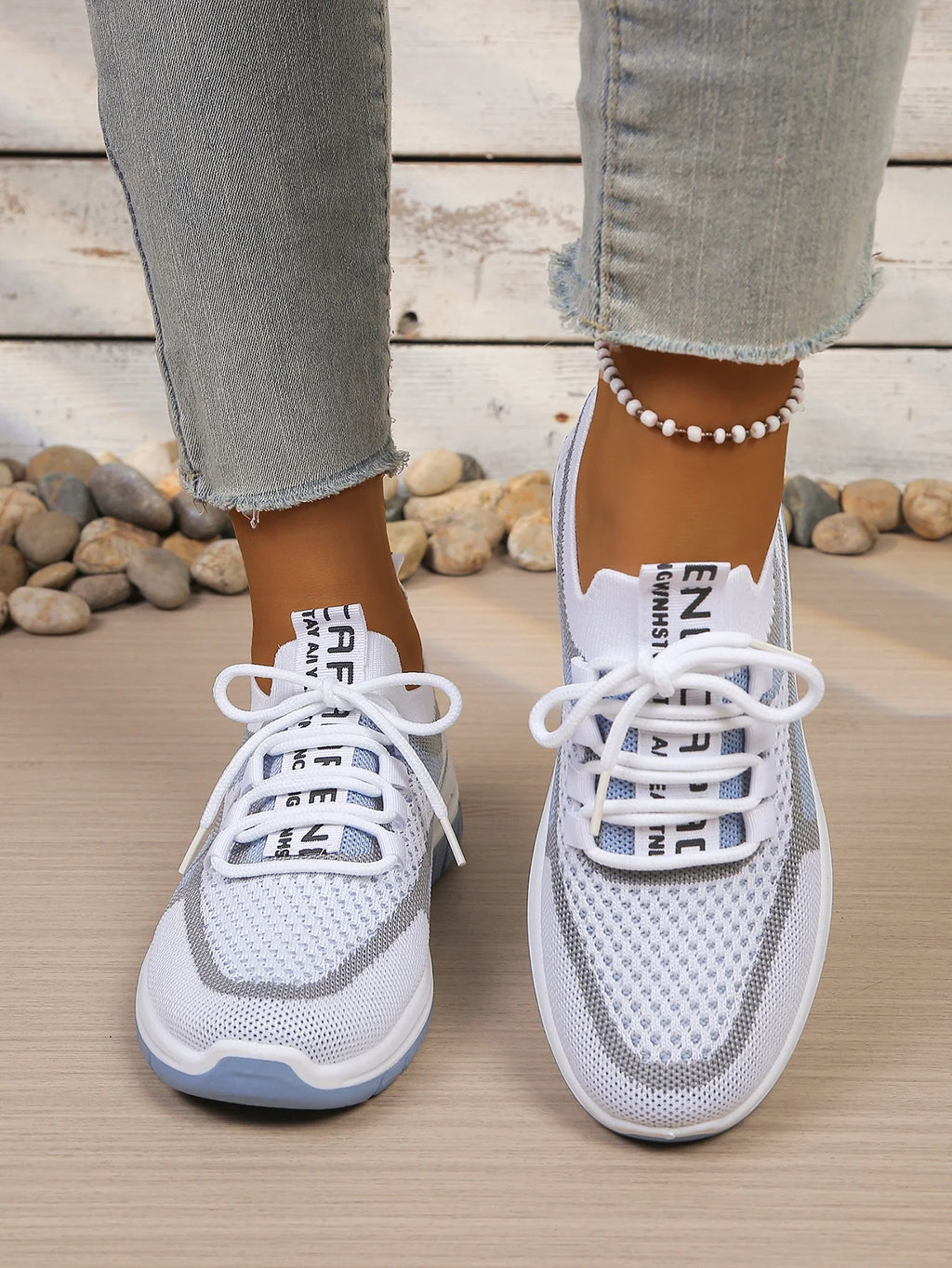 Γυναικεία Παπούτσια Δίχρωμα Casual Sneakers με Κορδόνια
