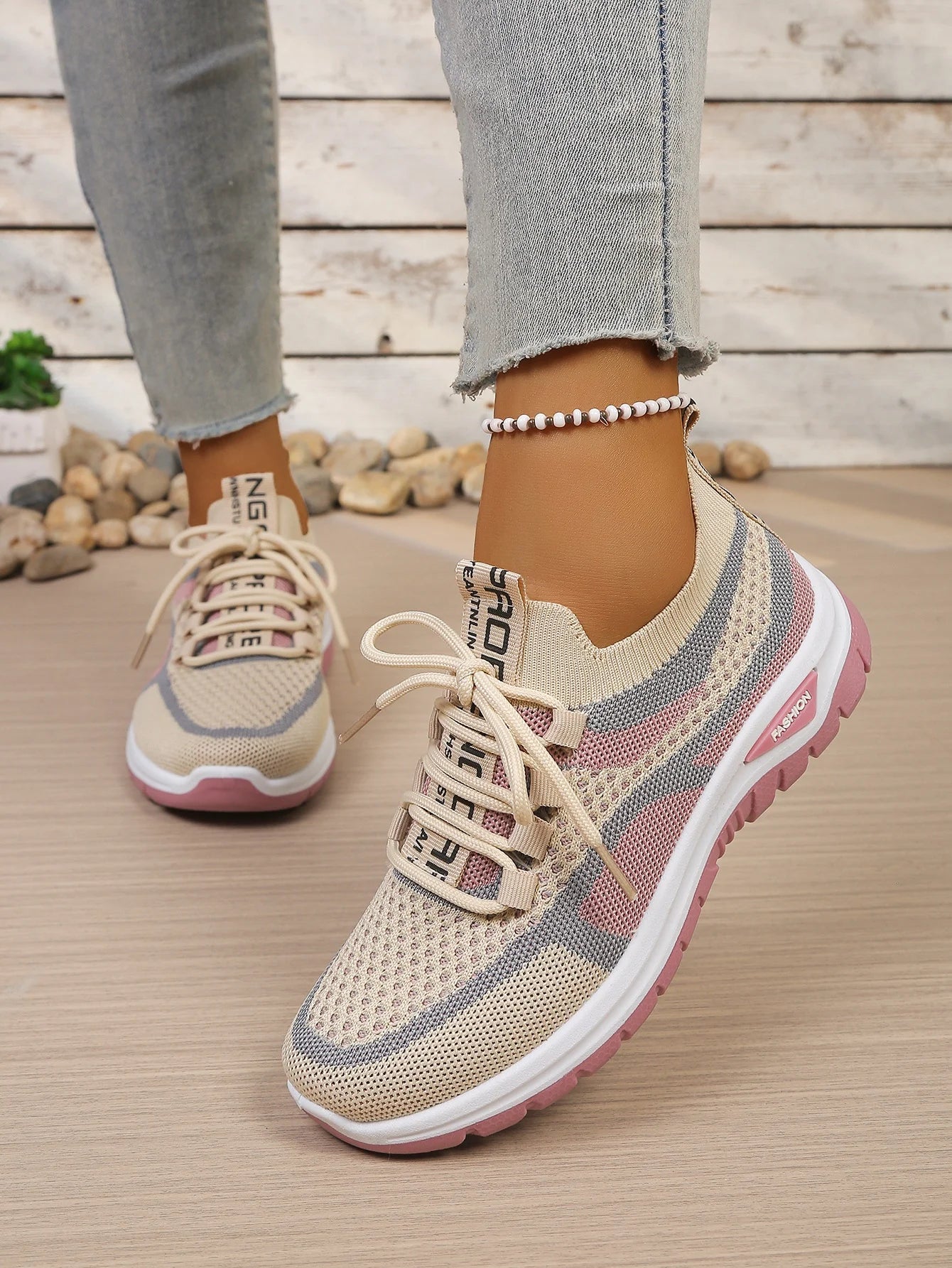 Γυναικεία Παπούτσια Δίχρωμα Casual Sneakers με Κορδόνια