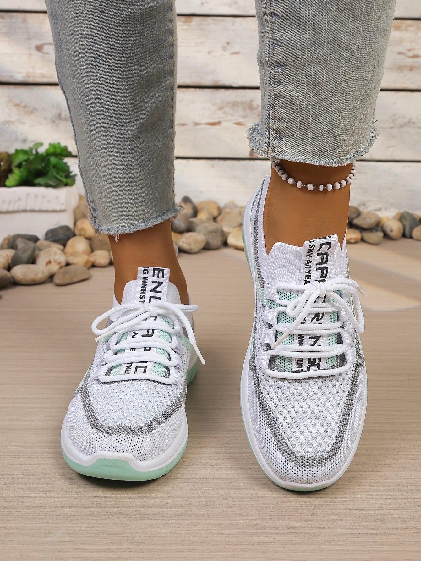 Γυναικεία Παπούτσια Δίχρωμα Casual Sneakers με Κορδόνια