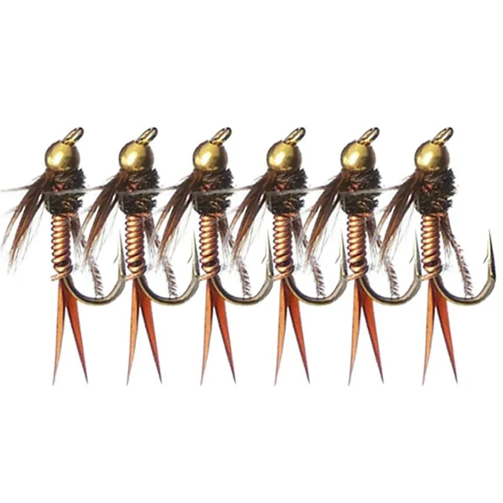 Σετ 6 Τεχνητών Μύγας για Fly Fishing – Νύμφες & Ξηρές Μύγες για Πέστροφα & Σολομό