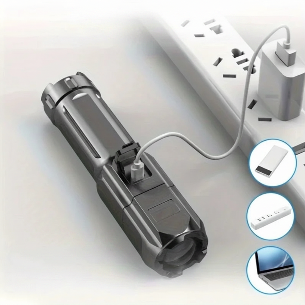 🔦 Πανίσχυρος Φακός LED FT15 USB Επαναφορτιζόμενος – Αδιάβροχος & με Ρυθμιζόμενο Zoom