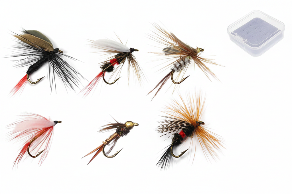 Σετ 6 Τεχνητών Μύγας για Fly Fishing – Νύμφες & Ξηρές Μύγες για Πέστροφα & Σολομό