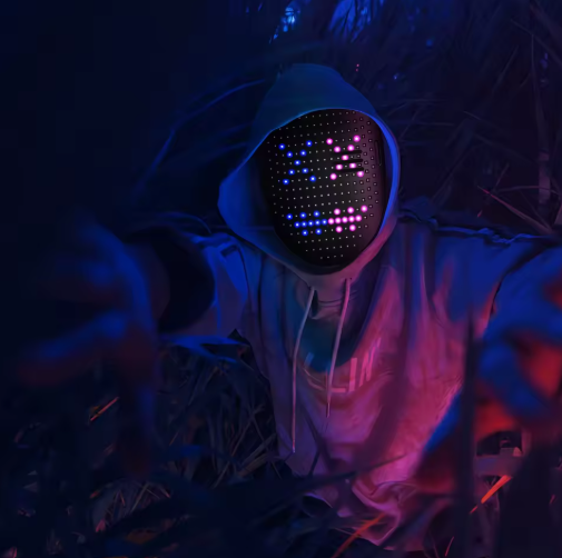 LED Mask με Φωτιζόμενο Πρόσωπο – Gesture Sensing για Halloween & Cosplay
