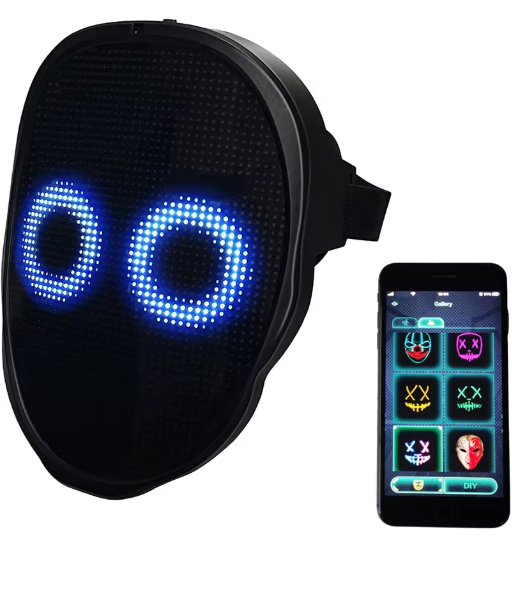 LED Mask με Φωτιζόμενο Πρόσωπο – Gesture Sensing για Halloween & Cosplay