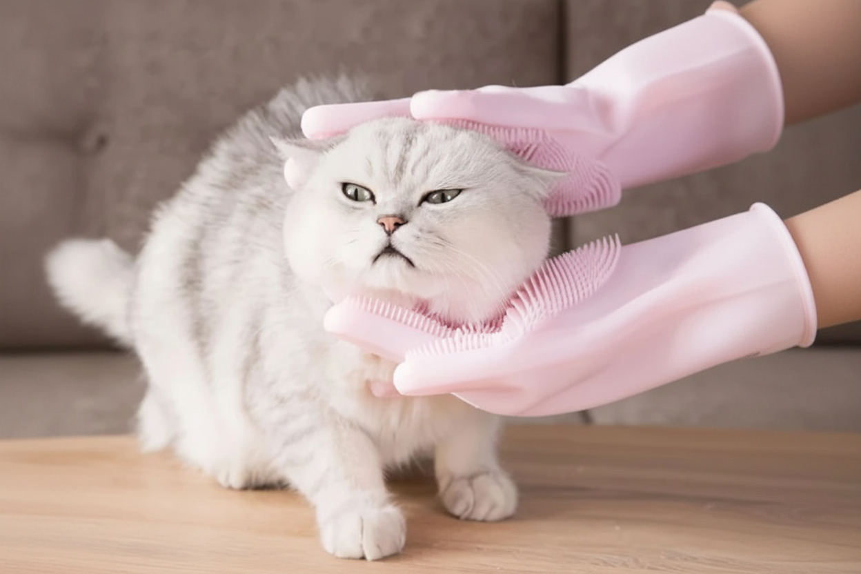 Pet Grooming Glove — Removes Hair & Gently Massages