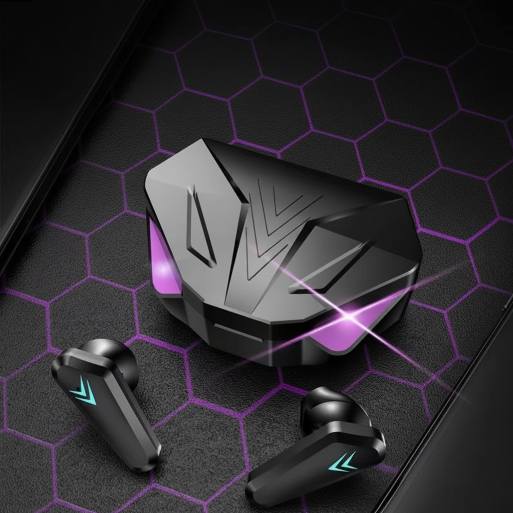 Gaming earbuds X15 with RGB charging case no text