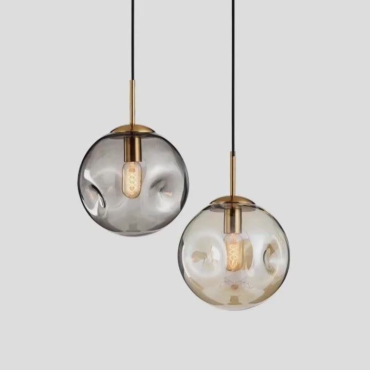 Κρεμαστό Φωτιστικό Γυαλίνο LED | Σιδερένιο, Amber & Smoky Gray